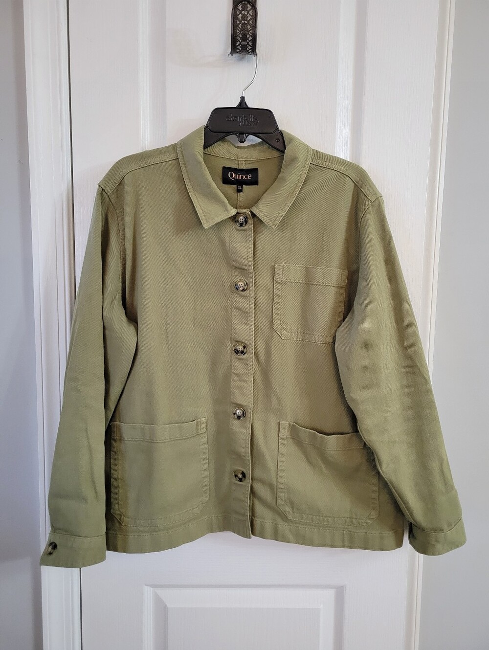 ​Quince Organic Comfort Stretch Chore Jacket Olive Green Size XL Cotton